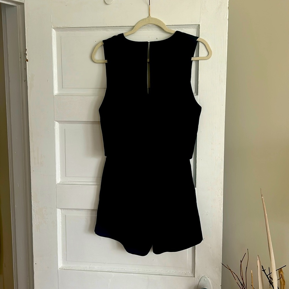Club Monaco size 0 black jumpsuit with chiffon detail